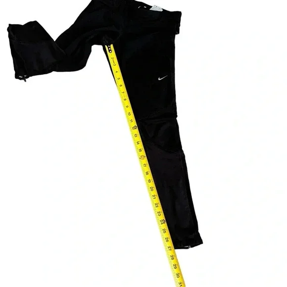Nike Black Running Leggings Dri-Fit Small Sports zipper Bottom Pocket Women’s - Picture 6 of 13